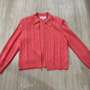 St. John Coral Cable Knit wool Cardigan